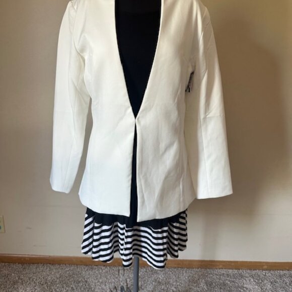Chic White Open Front Blazer   8674  NWT Boutique - Picture 11 of 13